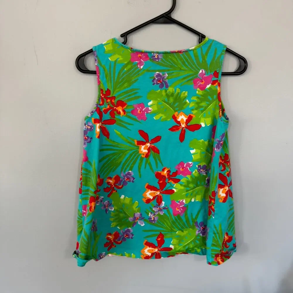 American Living Bright Tropical Floral Print Top Size Small Sleeveless Hawaiian - Picture 5 of 5